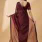 Brown Organza Swaroski Diamond Work Saree with Unstitched Blouse - Radha