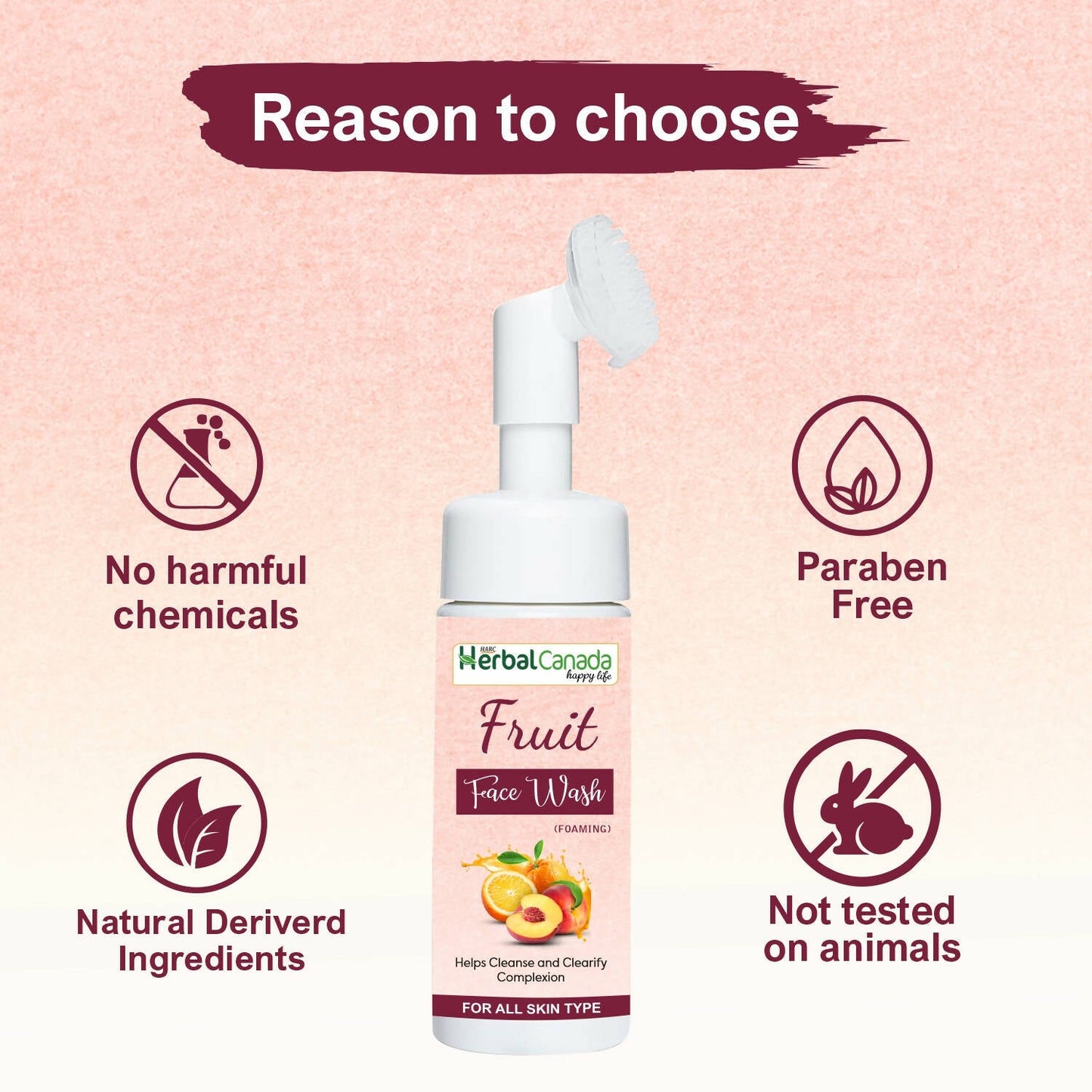 Herbal Canada Fruit Foaming Face Wash - Swadesiicart