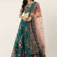 House of Panchhi Teal Net Semi stitched Coding, Sequins and Saroski Stone Work Lehenga Choli | Swadesiicart