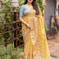 Yellow Pure Linen Ethnic Motifs Saree with Unstitched Blouse - Hiral Fashion | Swadesiicart
