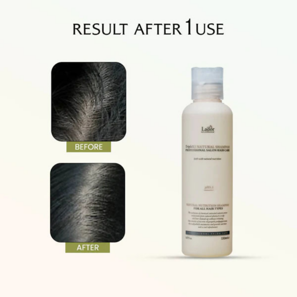 La'dor Triple Natural Shampoo - Hypoallergenic, Vegan, Mild Formula for Sensitive Scalp & Dry Hair - Swadesiicart