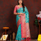 Lorenvalley Fashion Firozi Organza Silk Woven Design with Rich Meenakari Weaving Pallu Saree - Swadesiicart
