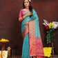 Lorenvalley Fashion Firozi Organza Silk Woven Design with Rich Meenakari Weaving Pallu Saree - Swadesiicart