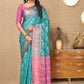 Lorenvalley Fashion Firozi Patola Silk Woven Design with Zari Meenakari Weaving motifs motifs Pallu Saree - Swadesiicart