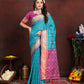 Lorenvalley Fashion Firozi Patola Silk Woven Design with Zari Meenakari Weaving motifs motifs Pallu Saree - Swadesiicart