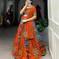 Lorenvalley Firozi Rayon and Printed Silk with Plain And Printed With Original Mirror Gamthi Work And Gamthi Patch Work Lehenga Choli | Swadesiicart