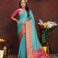 Lorenvalley Fashion Firozi Organza Silk Woven Design with Rich Meenakari Weaving Pallu Saree - Swadesiicart