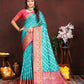 Lorenvalley Fashion Firozi Organza Silk Woven Design with Rich Meenakari Weaving Pallu Saree - Swadesiicart