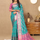 Lorenvalley Fashion Firozi Patola Silk Woven Design with Zari Meenakari Weaving motifs motifs Pallu Saree - Swadesiicart