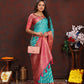 Lorenvalley Fashion Firozi Organza Silk Woven Design with Rich Meenakari Weaving Pallu Saree - Swadesiicart