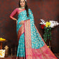 Lorenvalley Fashion Firozi Organza Silk Woven Design with Rich Meenakari Weaving Pallu Saree - Swadesiicart