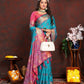 Lorenvalley Fashion Firozi Patola Silk Woven Design with Zari Meenakari Weaving motifs motifs Pallu Saree - Swadesiicart