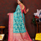 Lorenvalley Fashion Firozi Organza Silk Woven Design with Rich Meenakari Weaving Pallu Saree - Swadesiicart