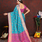 Lorenvalley Fashion Firozi Patola Silk Woven Design with Zari Meenakari Weaving motifs motifs Pallu Saree - Swadesiicart