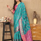 Lorenvalley Fashion Firozi Patola Silk Woven Design with Zari Meenakari Weaving motifs motifs Pallu Saree - Swadesiicart