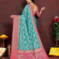Lorenvalley Fashion Firozi Organza Silk Woven Design with Rich Meenakari Weaving Pallu Saree - Swadesiicart