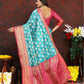 Lorenvalley Fashion Firozi Organza Silk Woven Design with Rich Meenakari Weaving Pallu Saree - Swadesiicart