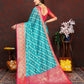Lorenvalley Fashion Firozi Organza Silk Woven Design with Rich Meenakari Weaving Pallu Saree - Swadesiicart