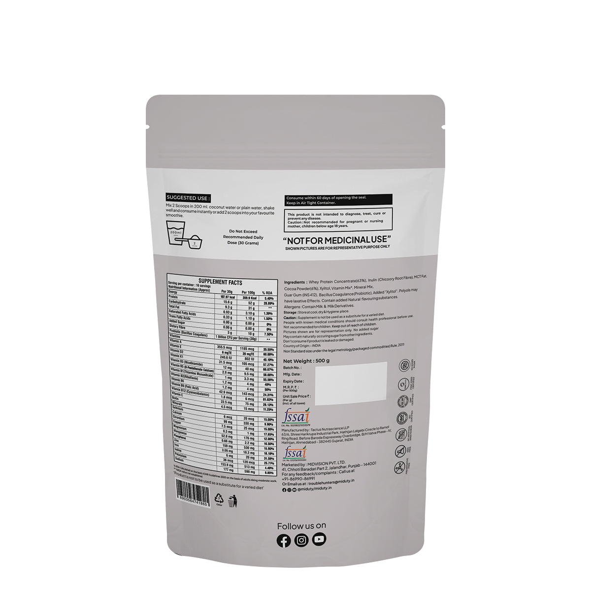 Miduty by Palak Notes Fit & Lean Protein Shake | Swadesiicart