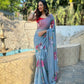 Vamsee Snehal Grey Georgette Saree - Swadesiicart