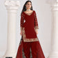 Anaita Red Roman Silk Stitched Suit with Embroidery & Real Mirror Work