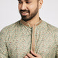 Ethnic India Blue Men's Kurta Floral Polyester | Swadesiicart