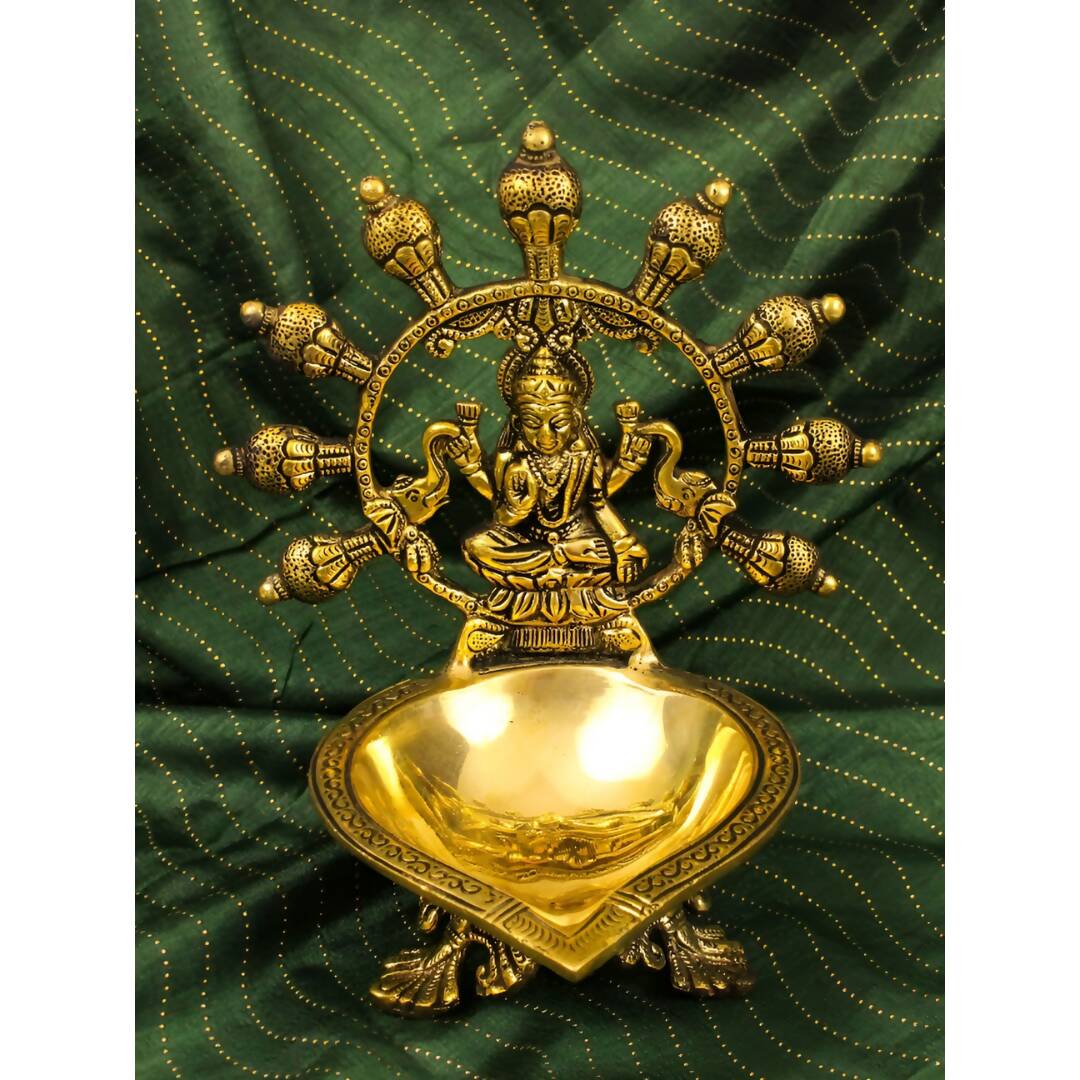 Spillbox Gold-Toned Brass Gajalakshmi Diya Pooja Essential | Swadesiicart
