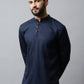 Even Apparels Navy blue Color Pure Cotton Men's Kurta With Side Placket (CHK082) | Swadesiicart