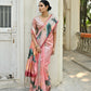 Vishnu Weaves Women's Peach Cotton Silk Saree with Blouse - Swadesiicart