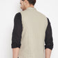 Even Apparels Beige Linen Blend Men Woven Nehru Jacket | Swadesiicart