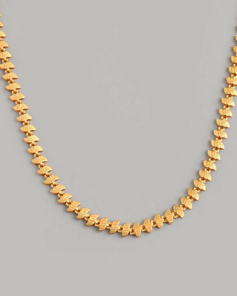 VOJ Gold-Polished Designer Leaf Shaped Chain For Men | Swadesiicart