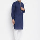 Even Apparels Blue Pure Cotton Men's Kurta With Contrast Collar And Placket | Swadesiicart