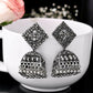 VOJ Black-Toned AD Studded Dome Shaped Jhumkas Earrings - VOJ (Valley Of Jewellery)