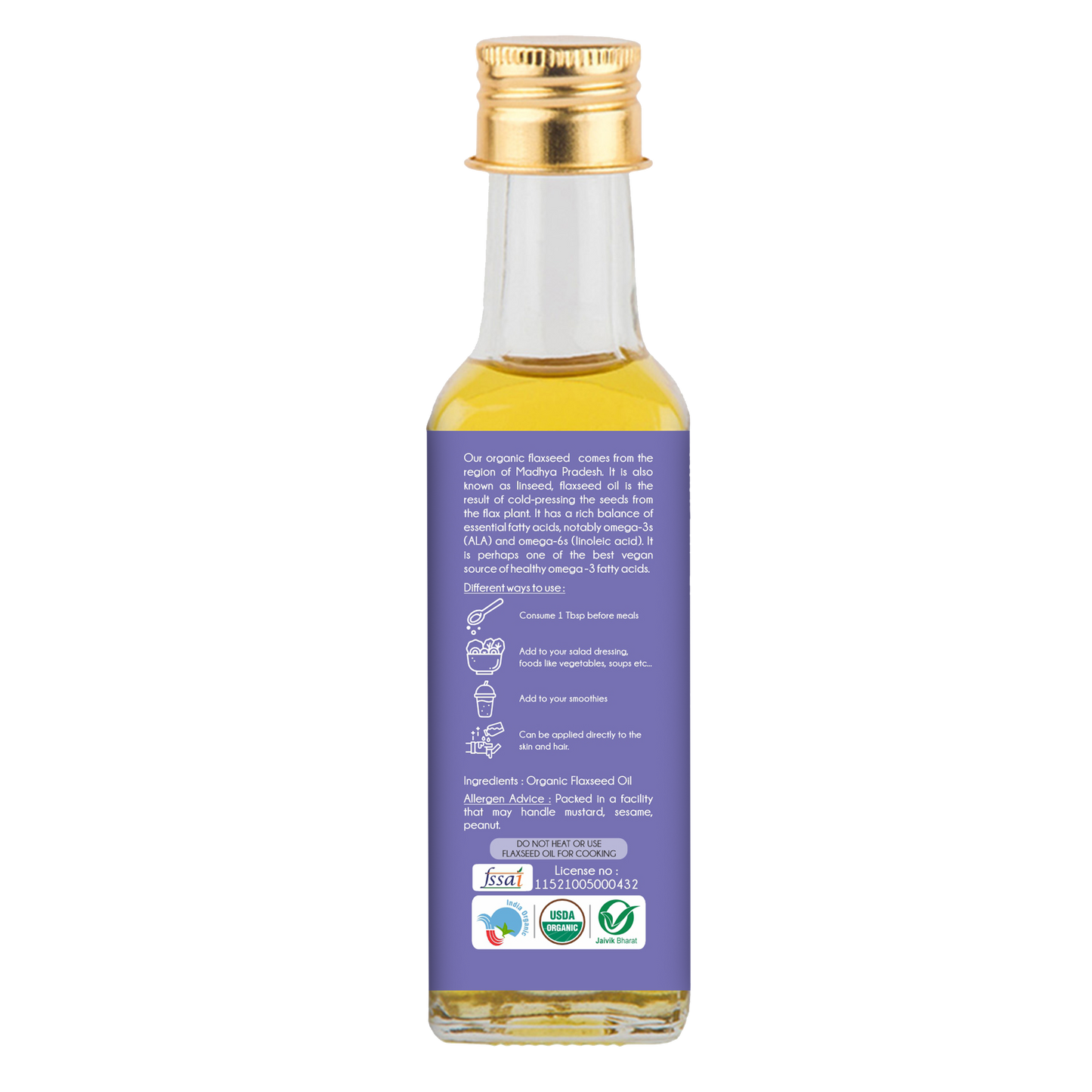 Praakritik Organic Flaxseed Oil - Swadesiicart
