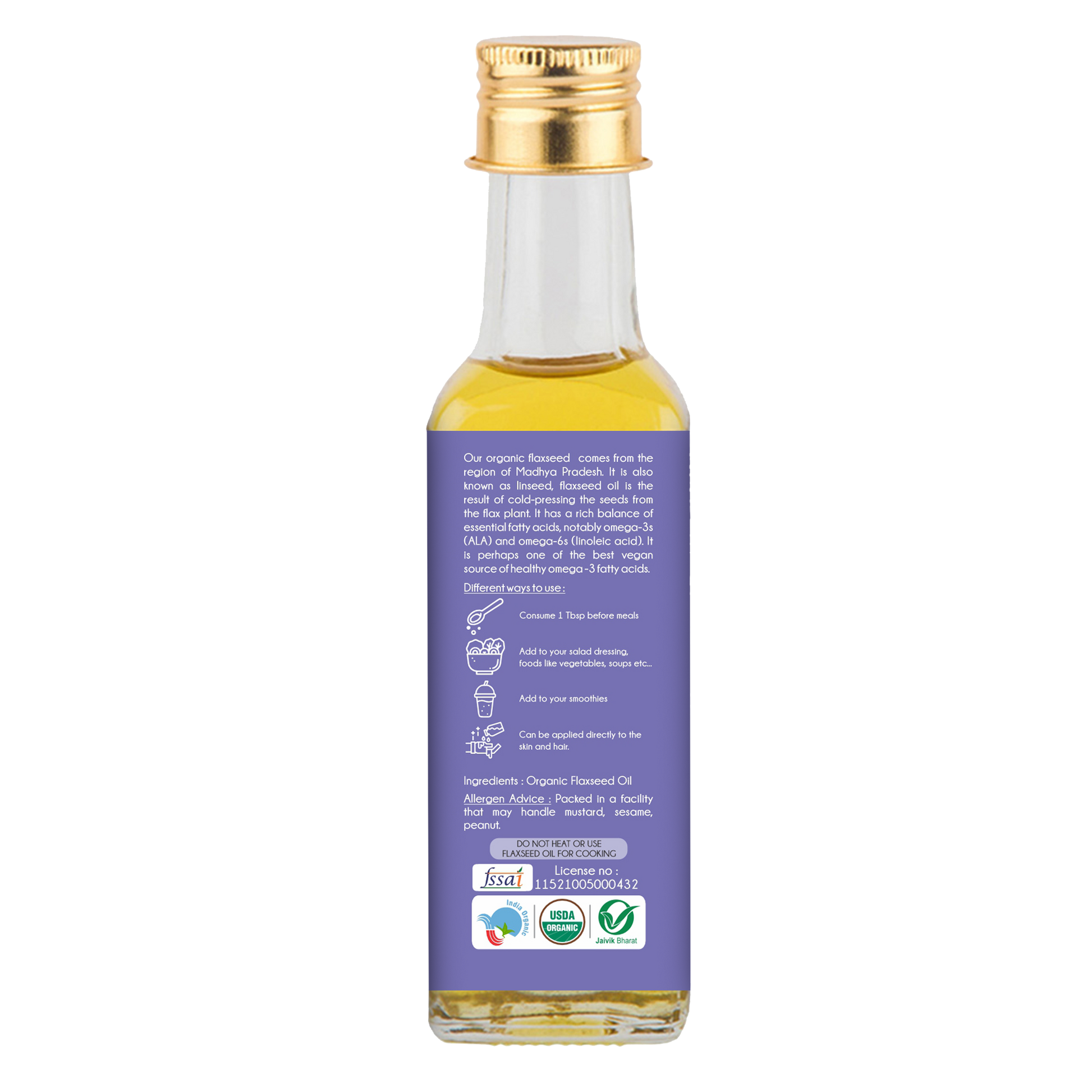 Praakritik Organic Flaxseed Oil - Swadesiicart