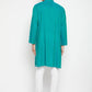 Even Apparels Green Viscose Long Men's Kurta With Band Collar | Swadesiicart