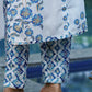 Yufta Blue White Printed Pure Cotton Kurta with Trousers - Swadesiicart