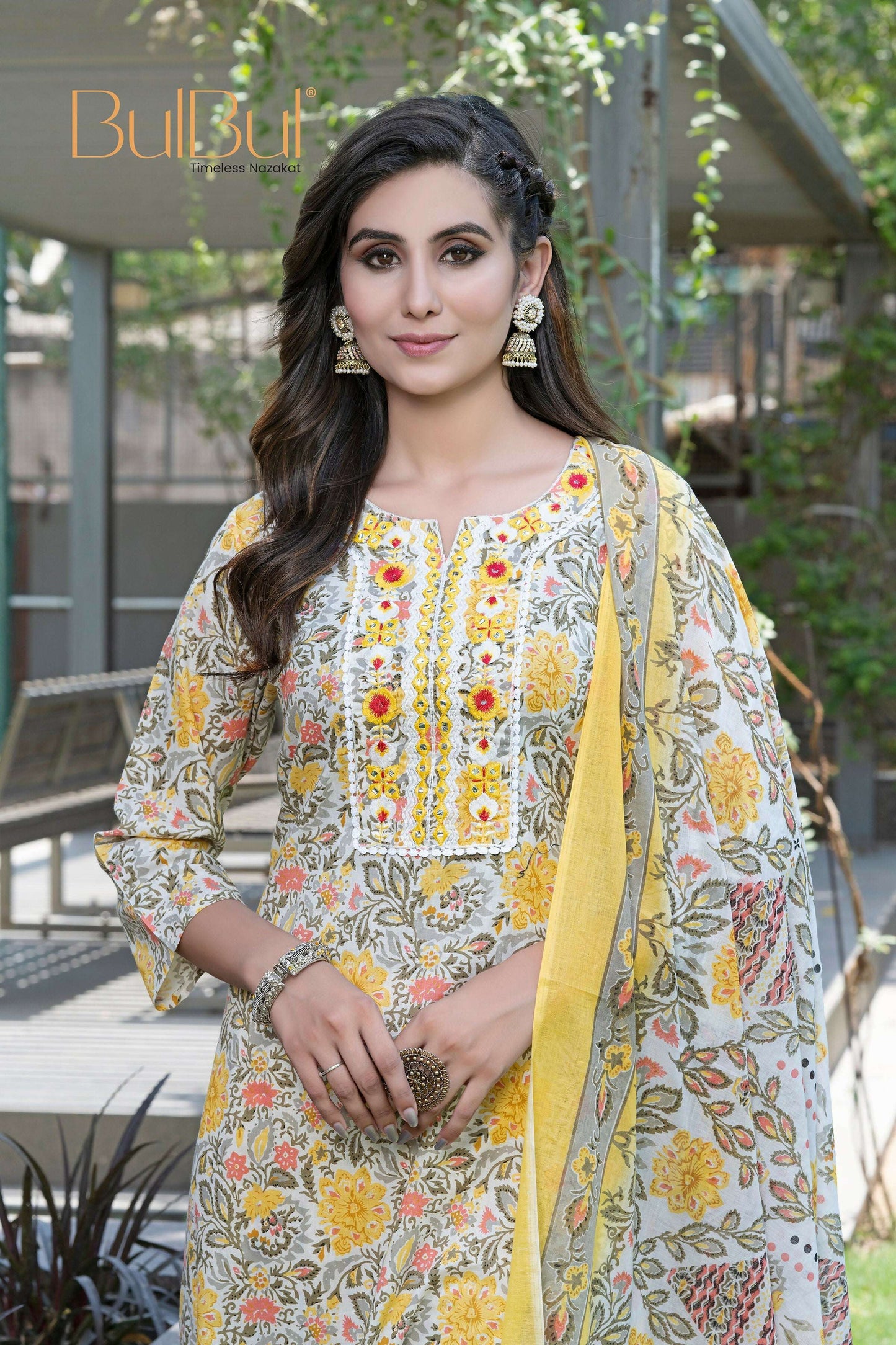 BulBul Fashionista Mustard Cotton Kurta Set with Dupatta - Swadesiicart
