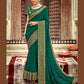 Bottle Green Vichitra Stone Work Saree With Unstitched Blouse Piece - Rosy
