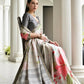 Vishnu Weaves Women's Grey Satin Silk Printed Saree with Blouse - Swadesiicart