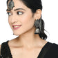 Mominos Fashion Johar Kamal Bahubali Black Beads Earrings With Tikka - Swadesiicart