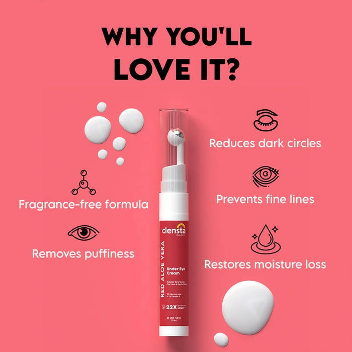 Clensta Red Aloe Vera Under Eye Cream | Swadesiicart