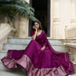 Lorenvalley Wine Pure Chanderi Plain With Zari Weaving Work Border Lehenga Choli | Swadesiicart