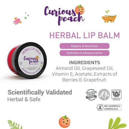 Curious Peach Ultra Protection Herbal Lip Balm - Raspberry & Blueberry - Swadesiicart
