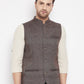 Even Apparels Brown Wool Men Woven Nehru Jacket | Swadesiicart