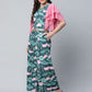 Ahalyaa Women's Dark Green Crepe Printed Jumpsuit | Swadesiicart