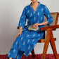 Aavyora Women's Blue Ikat Printed Ethnic Co-ord Set - Swadesiicart