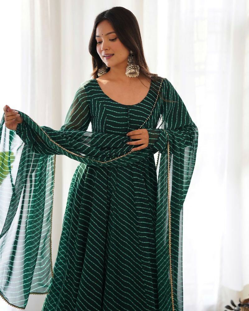 Joban Fashion Green Kurta Set Georgette Sequence Embroidery Work - Swadesiicart