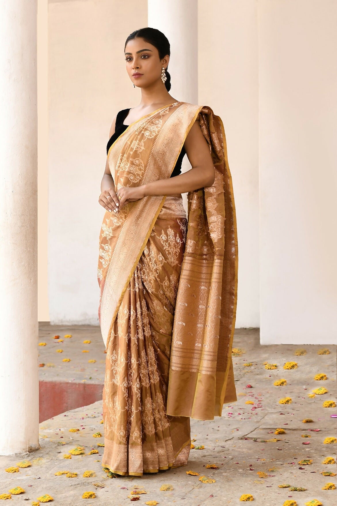 Joban Fashion Olive Pure Katan Pure Handloom Banarasi Silk Saree | Swadesiicart