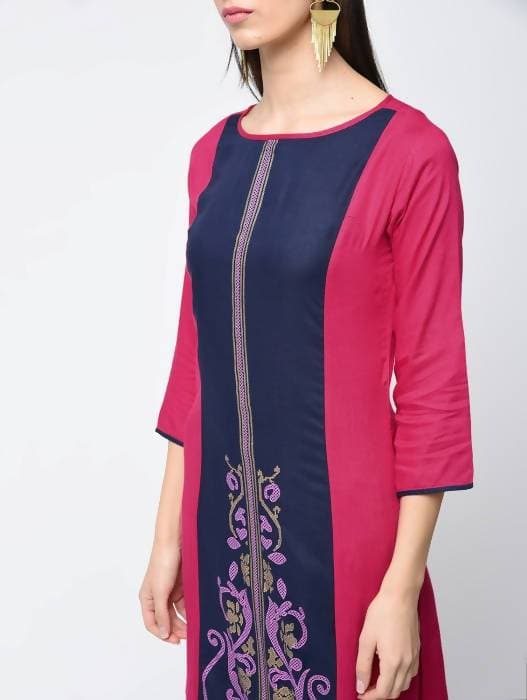 Aniyah Rayon Block Printed Latest Straight Kurta (AN-118K) - Swadesiicart